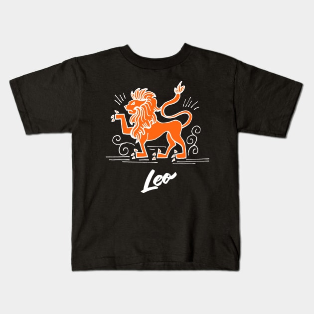 Astrology Zodiac Leo Sign T-shirt Kids T-Shirt by grendelfly73